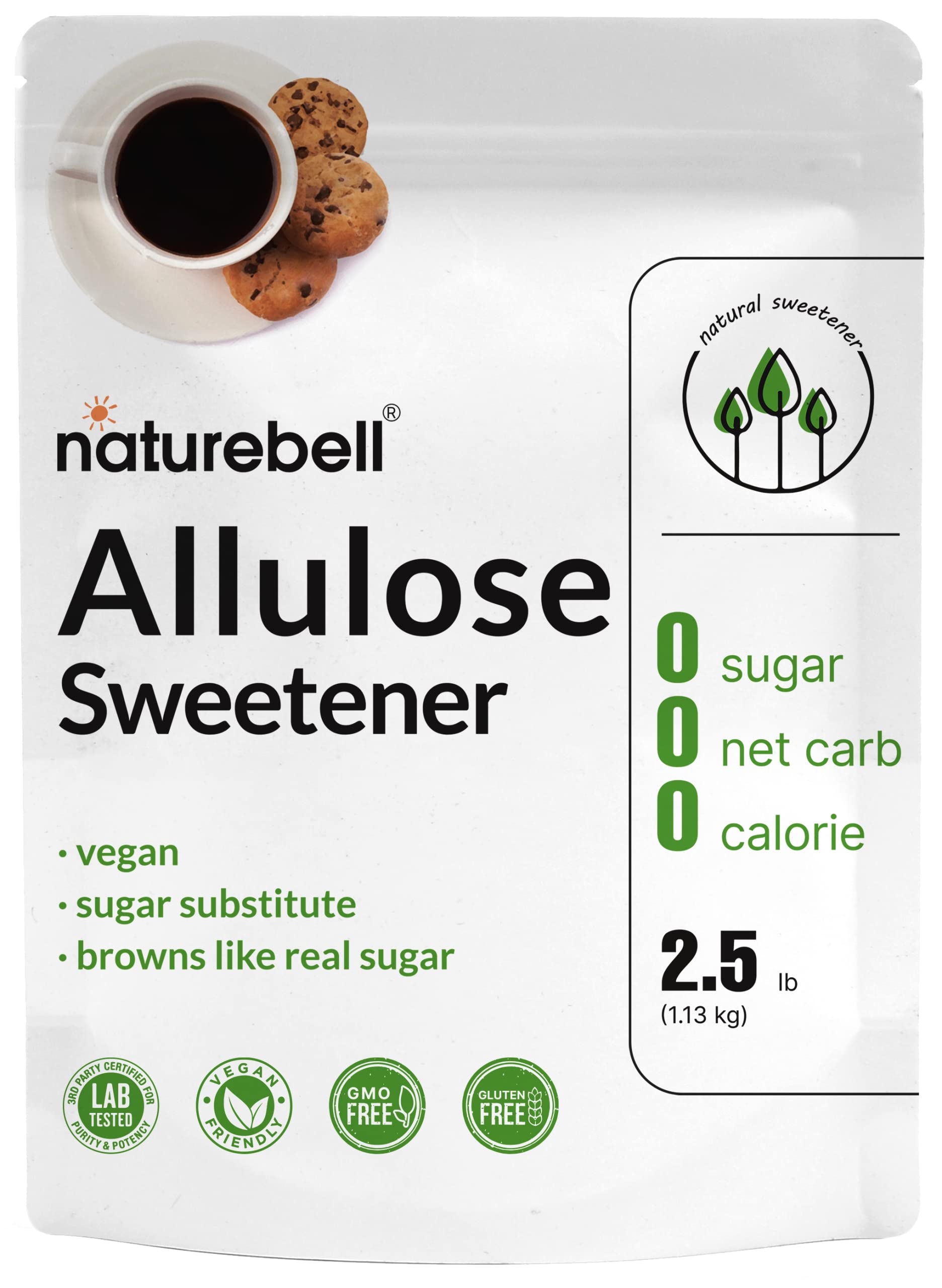 NatureBell Allulose bulk bag front, vegan sugar substitute for bulk baking.