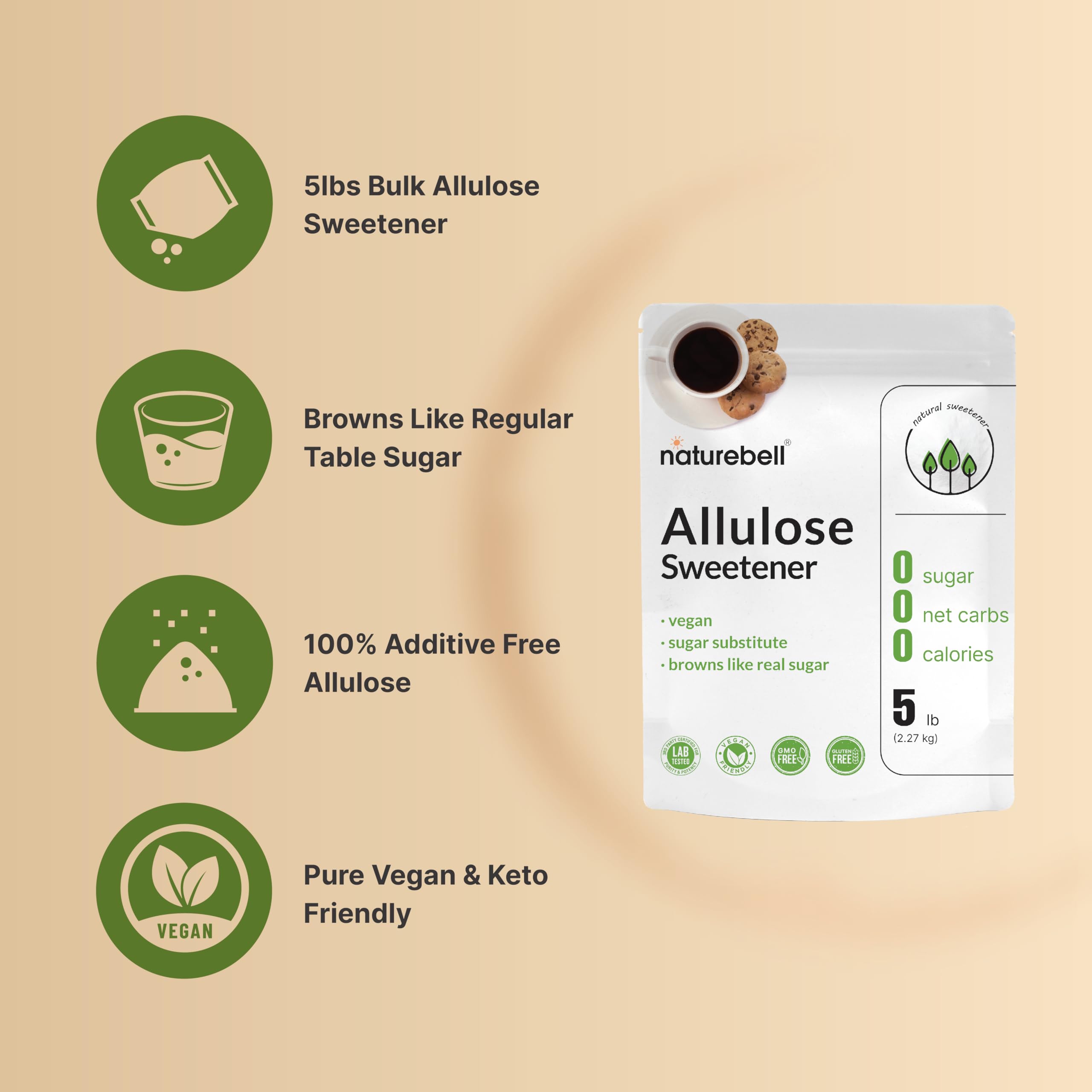 NatureBell Allulose used in desserts and baking; browns like sugar.