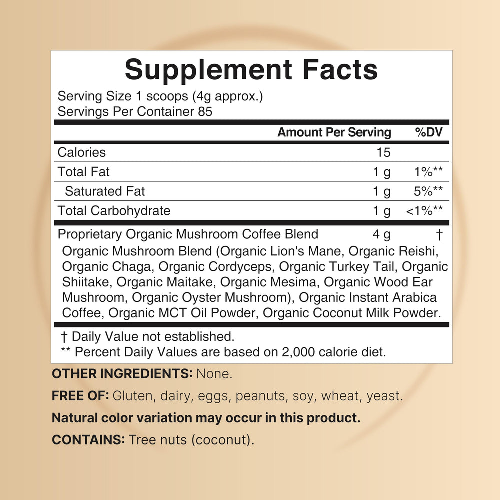 NatureBell mushroom coffee MCT pour showing smooth energy boost