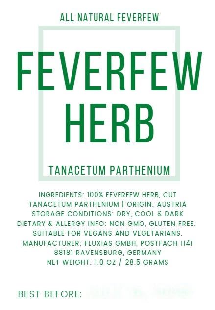 Naturegrail Feverfew 1oz package, premium vegan herb for raw culinary use.