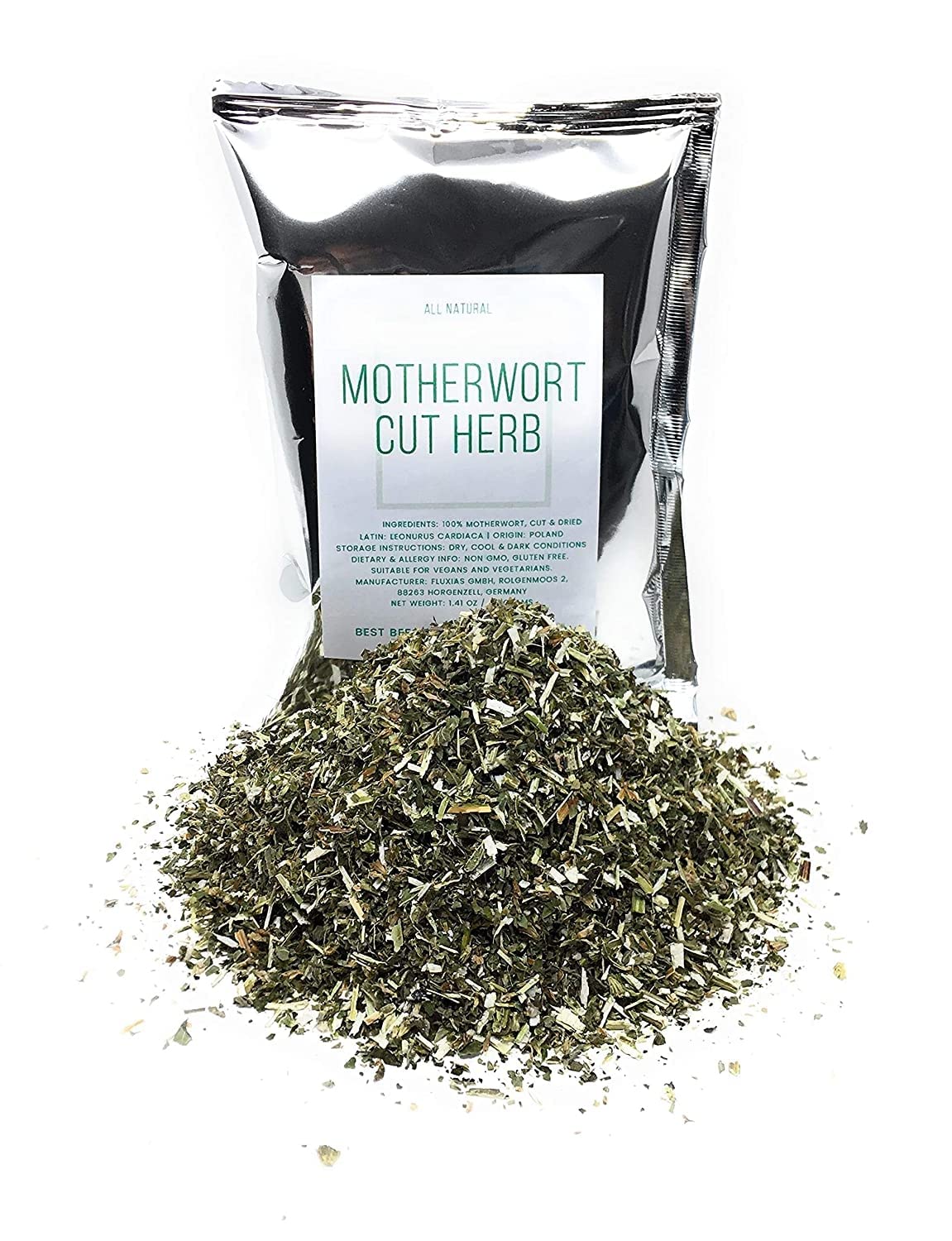 Naturegrail Motherwort Tea ingredients show 100% natural herb