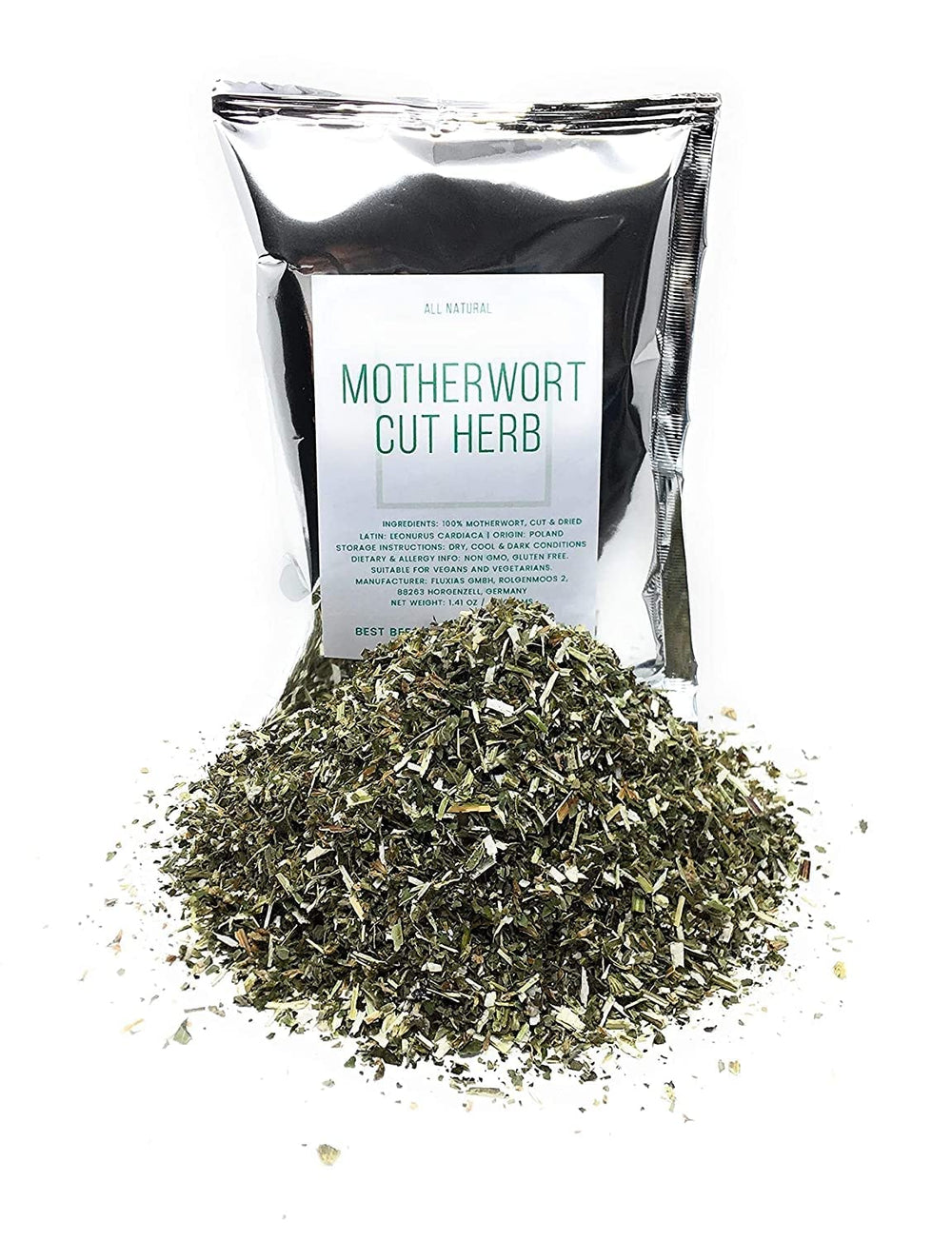 Naturegrail Motherwort Tea ingredients show 100% natural herb