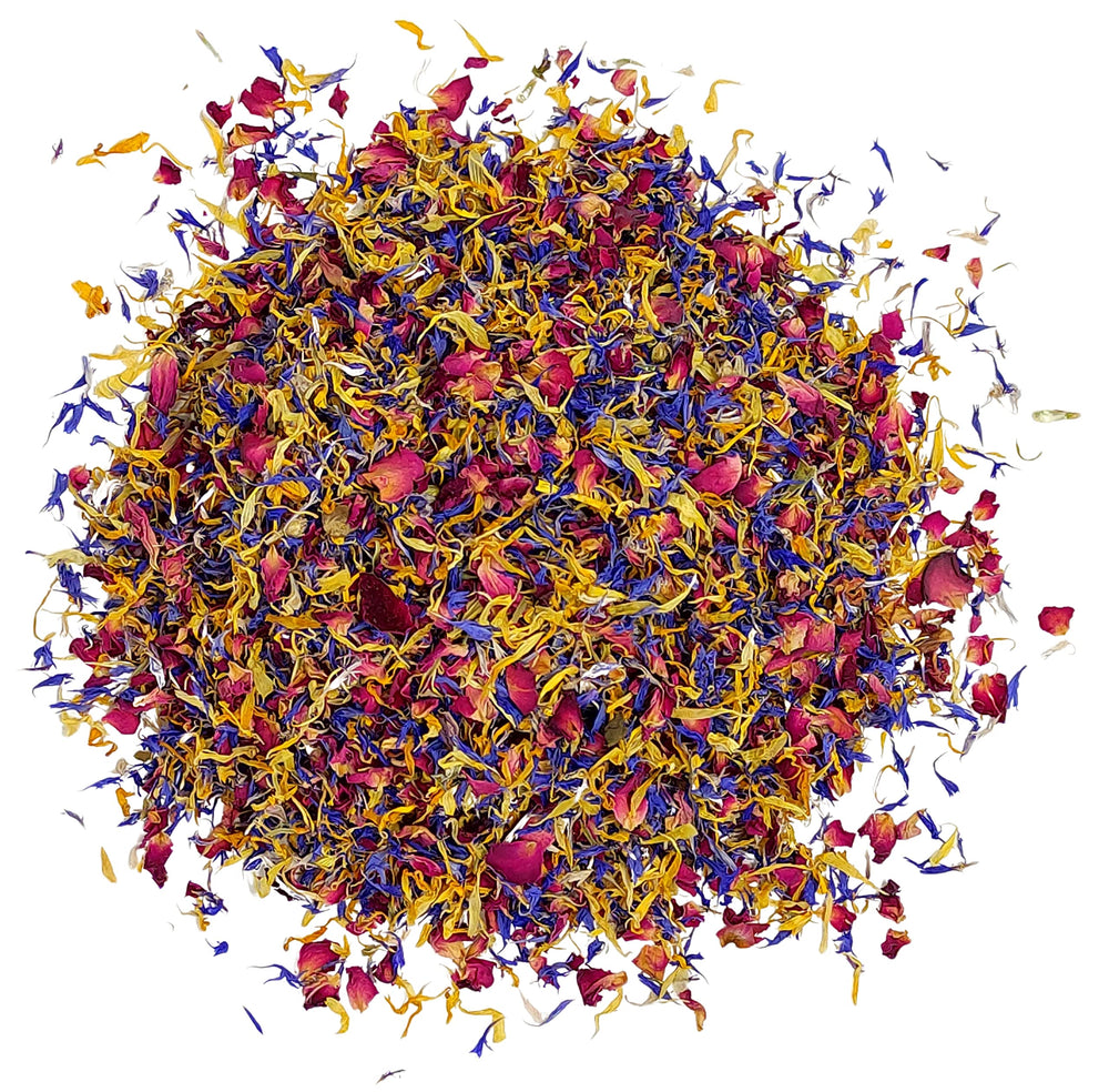 Naturegrail Spring Flower Blend rose petals garnish for salads and desserts.