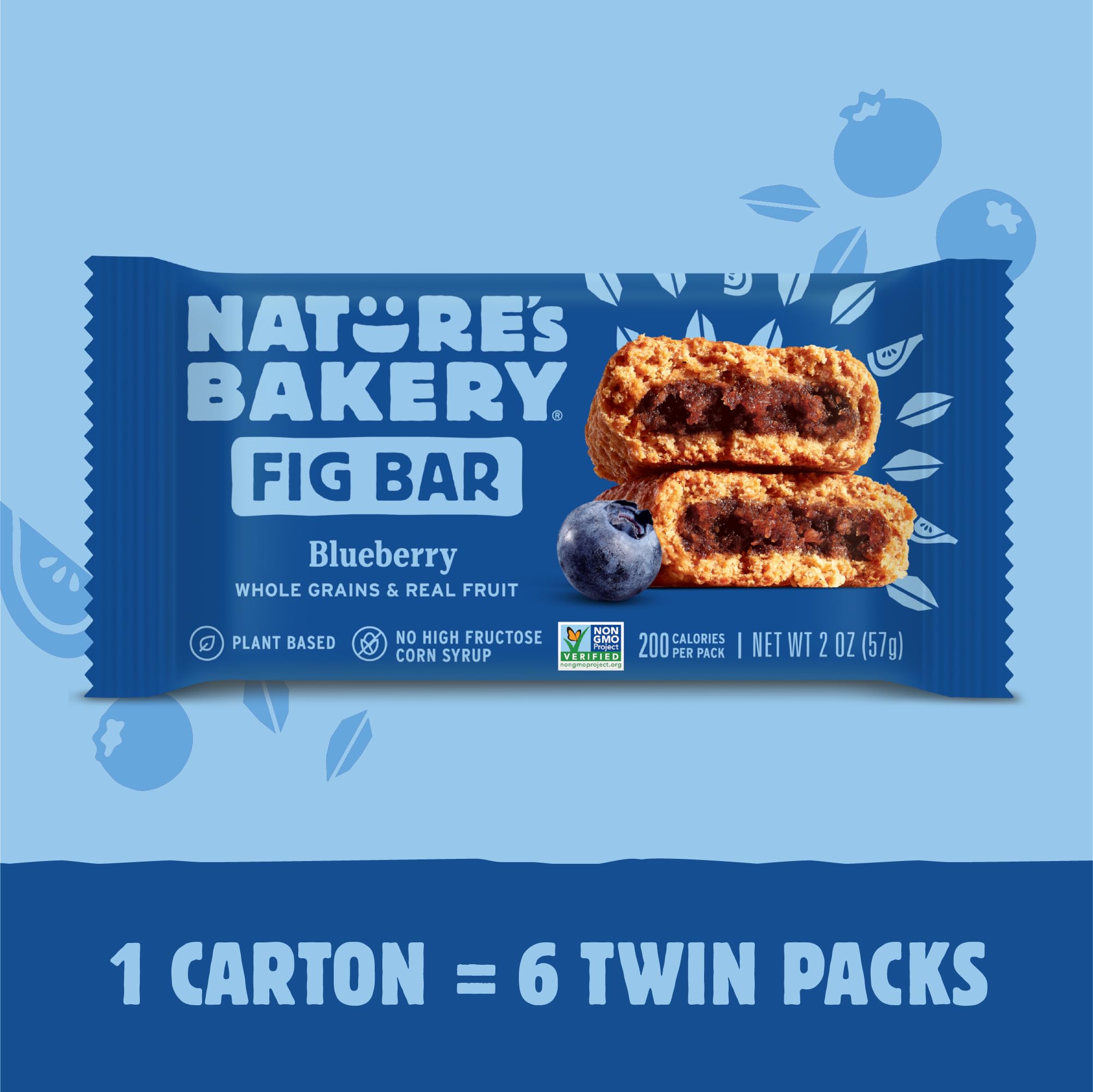 Close-up of Nature's Bakery bars with real figs and blueberries.