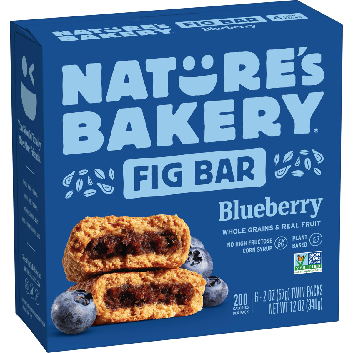 Nature's Bakery Blueberry Fig Bars pack front for on-the-go snacking.