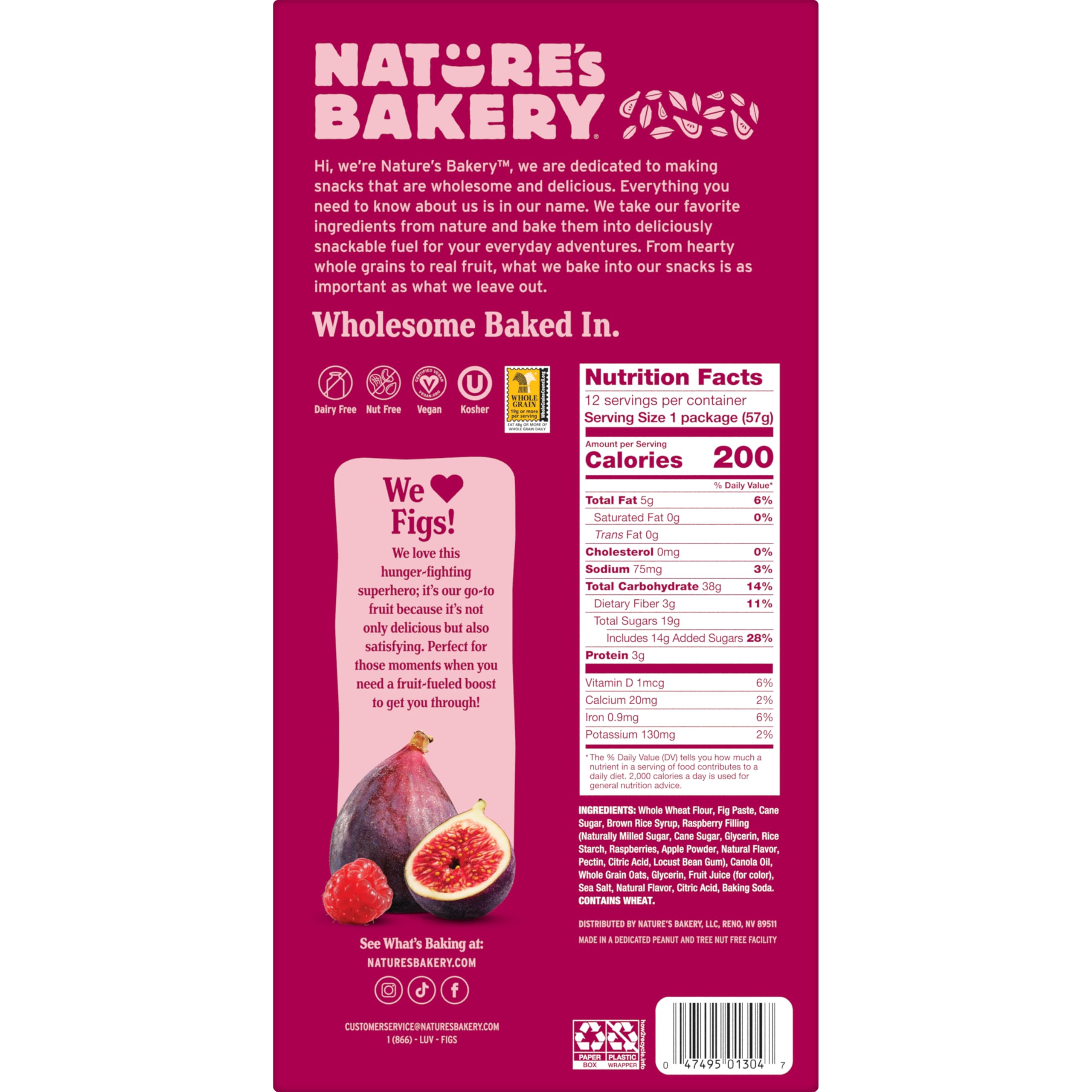 Dairy-free, soy-free, cholesterol-free Nature’s Bakery snack for active families
