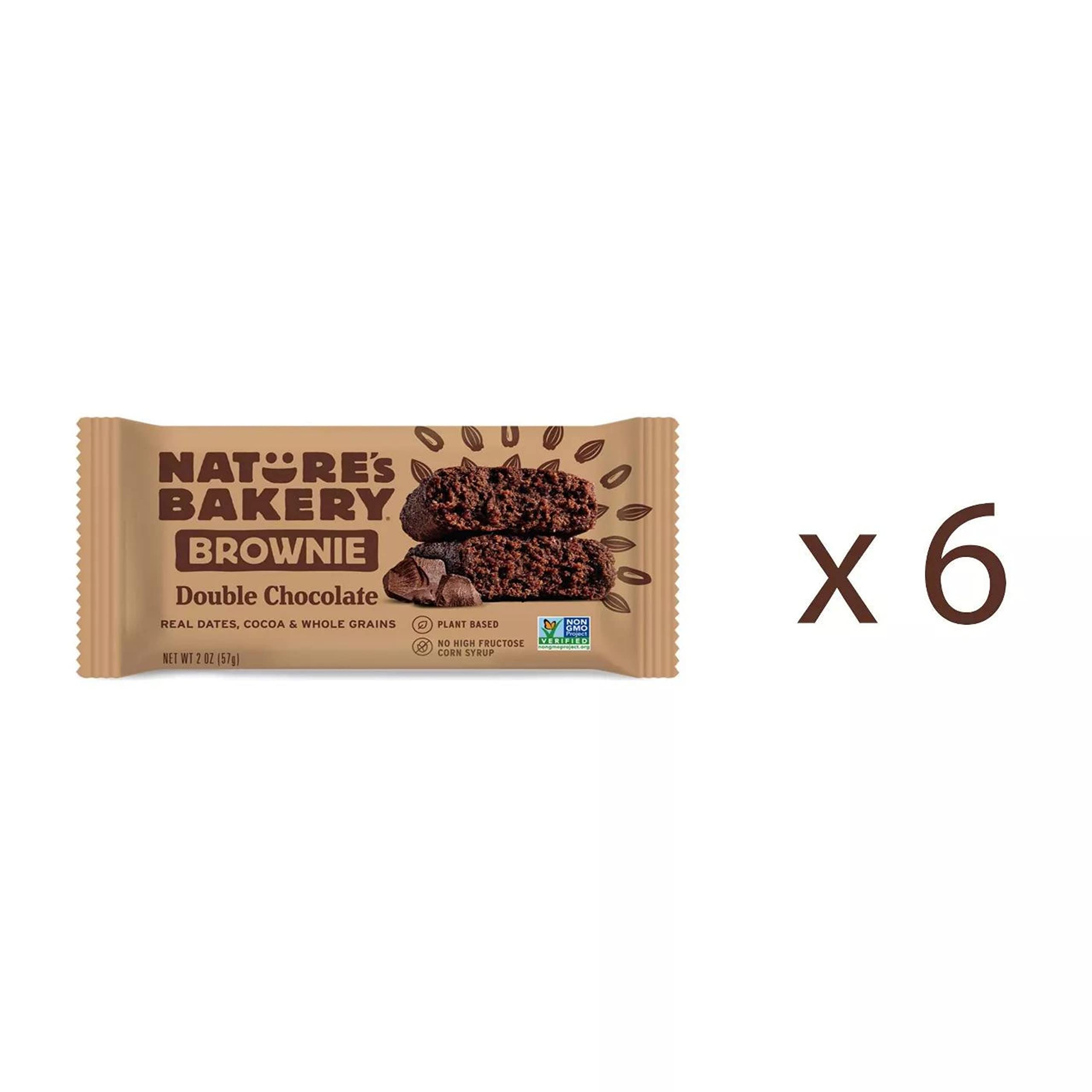 Nature's Bakery double chocolate brownies closeup highlighting cocoa richness.