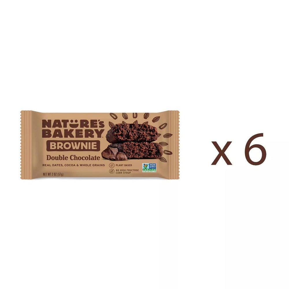 Nature's Bakery double chocolate brownies closeup highlighting cocoa richness.
