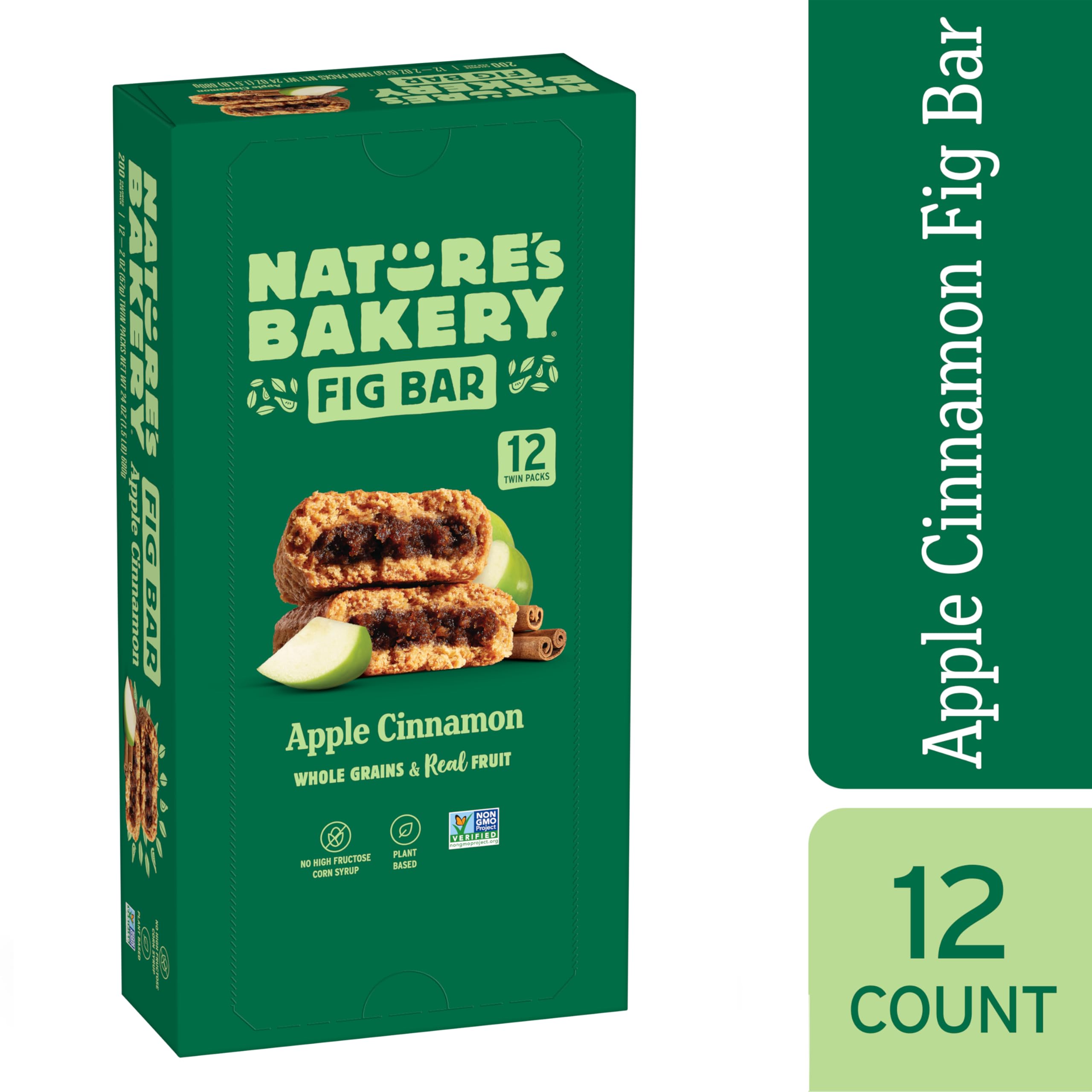 Nature's Bakery Apple Cinnamon fig bars close-up figs emphasize real fruit flavor and wholesome ingredients