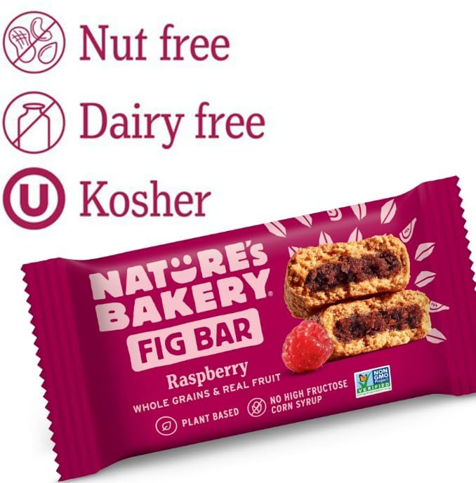Nature's Bakery Raspberry fig bars for travel-friendly snacks.
