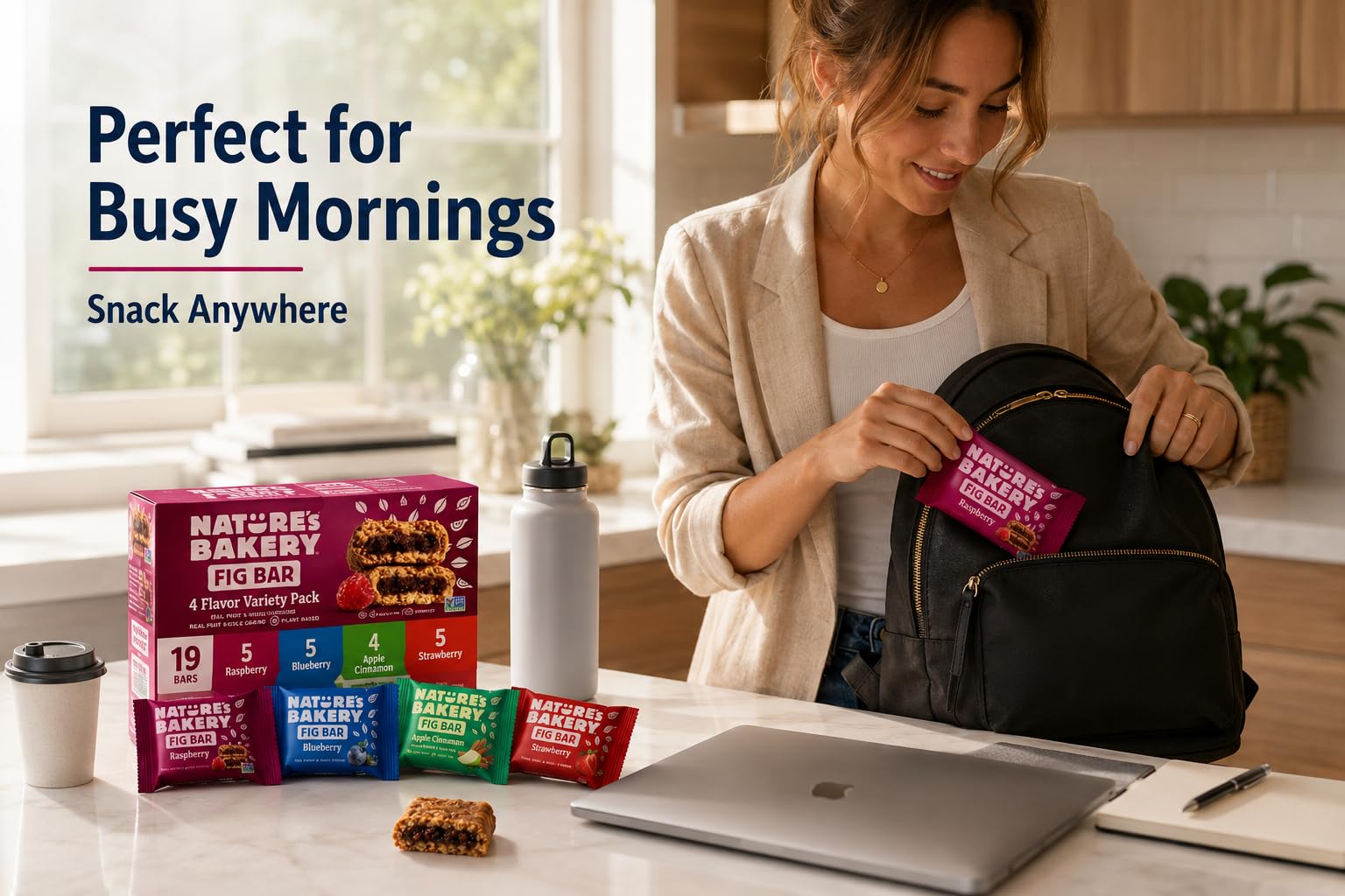 Nature's Bakery Blueberry fig bars, convenient on-the-go for busy days