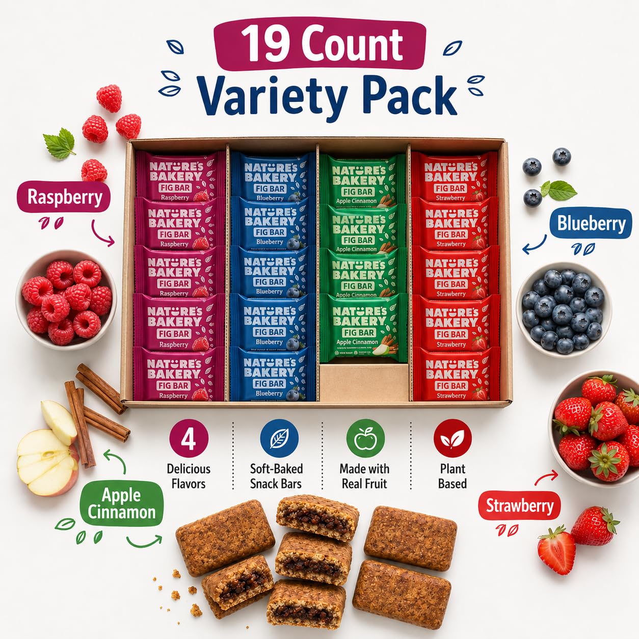 Nature's Bakery Original Fig bars in the pack, ideal for portable snacking