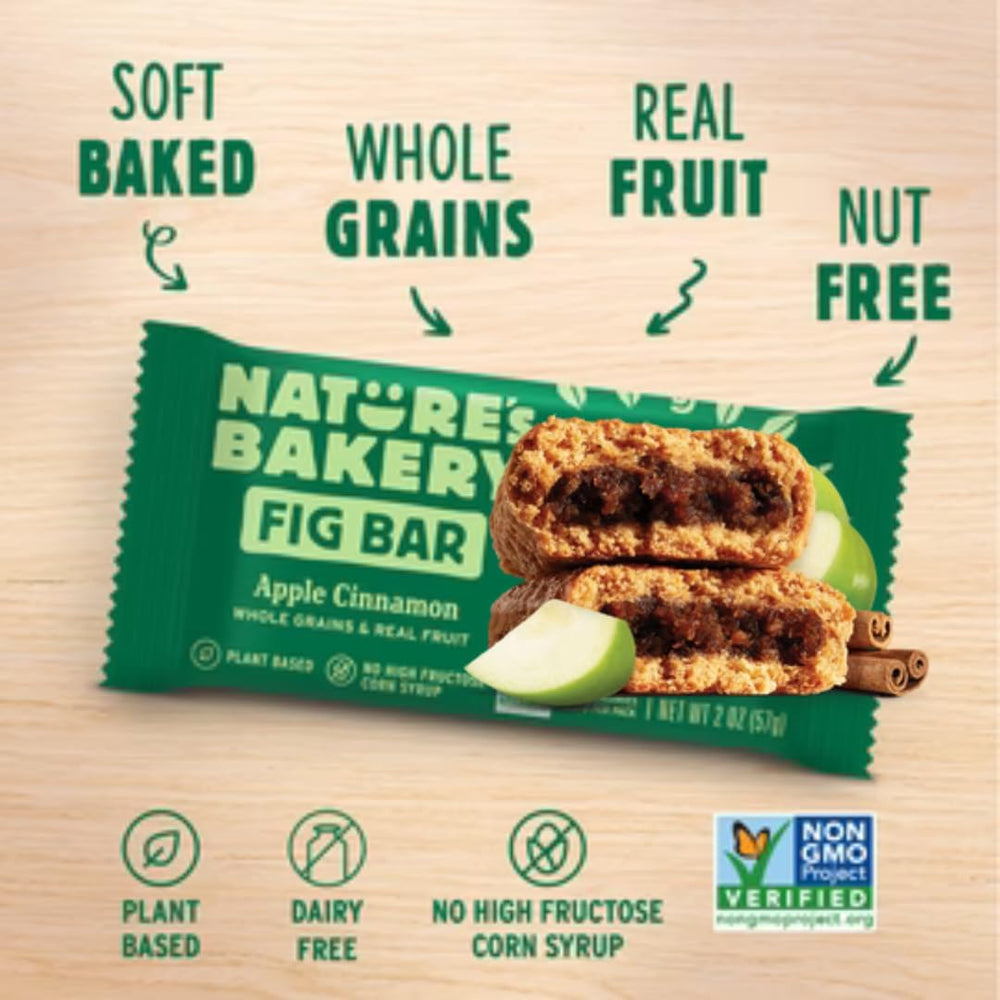 Nature's Bakery Double Chocolate Brownie fig bars, dessert-inspired bite.