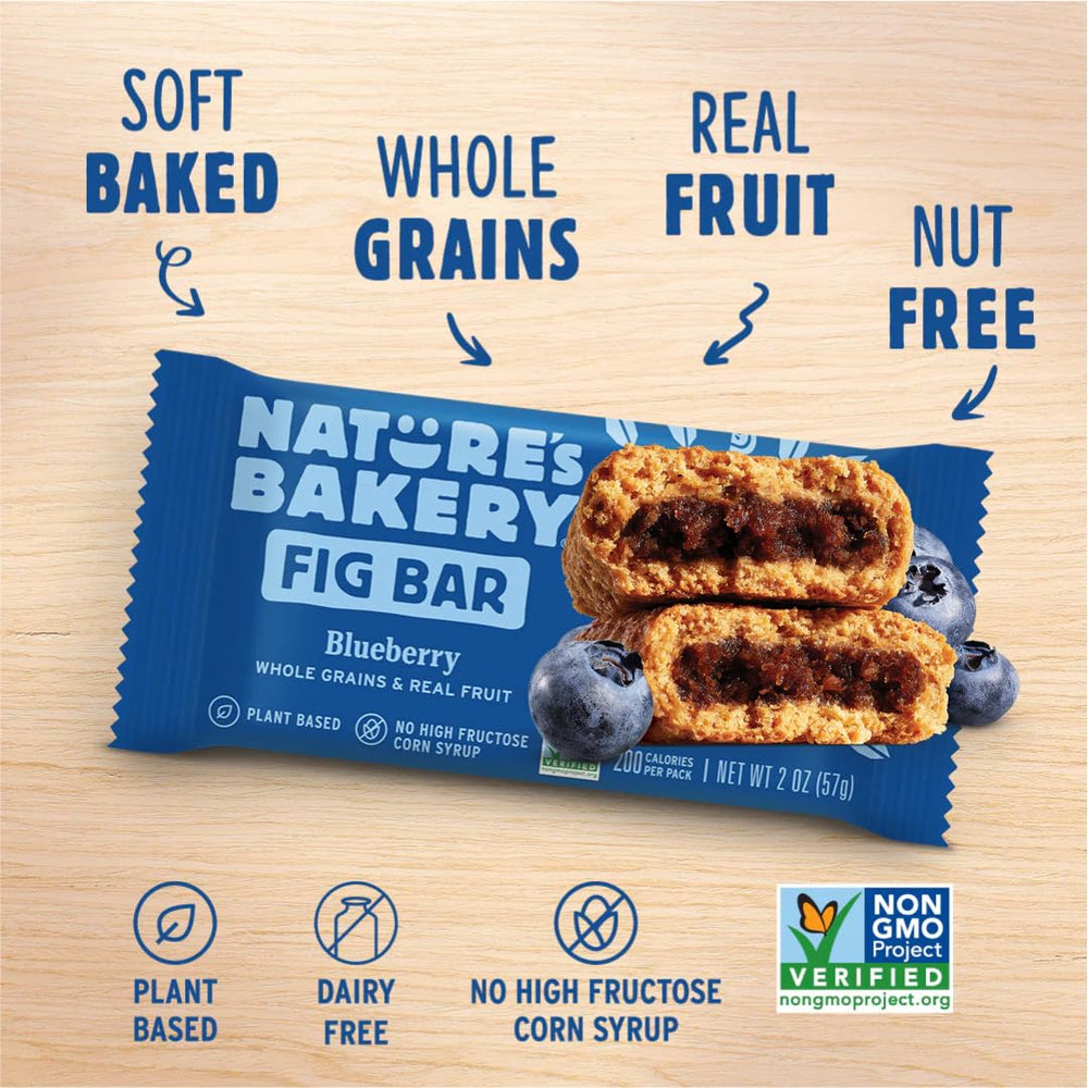 Nature's Bakery Raspberry fig bars, convenient 4-pack for school or work.