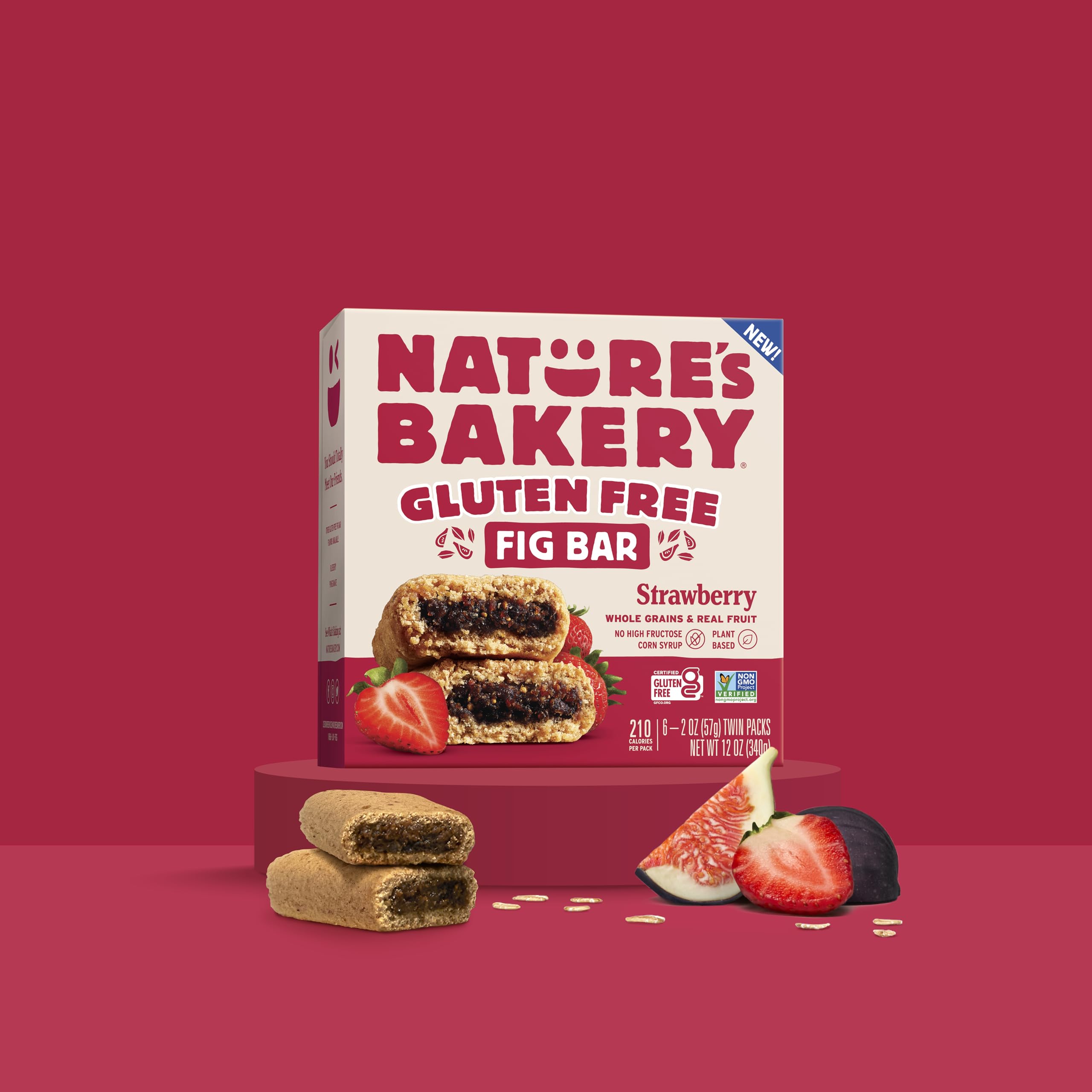 Nature's Bakery gluten-free fig bars ingredients flaxseeds close-up emphasizes wholesome grains.