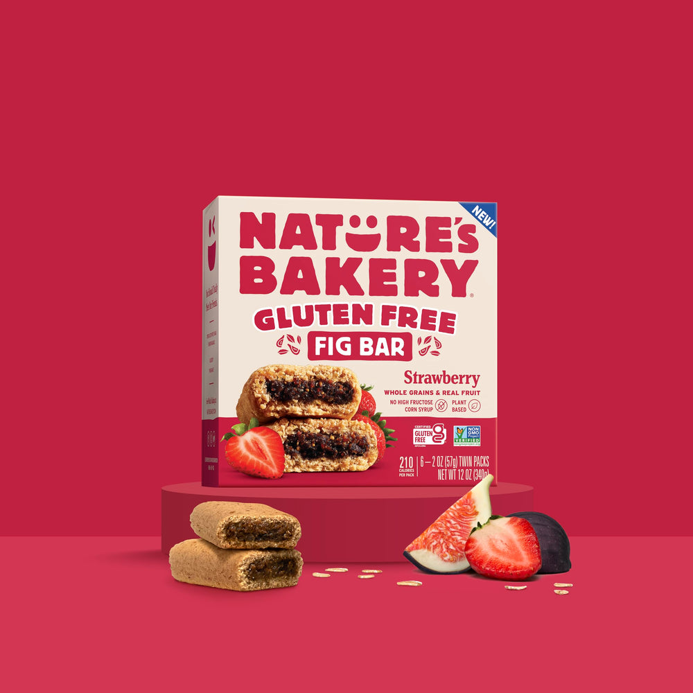 Nature's Bakery gluten-free fig bars ingredients flaxseeds close-up emphasizes wholesome grains.