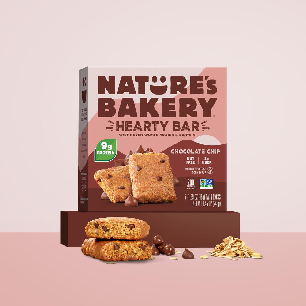 Nature's Bakery Hearty Bars Chocolate Chip provides 9 g plant-based protein