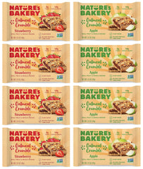 Nature's Bakery oatmeal crumble bars variety sampler packaging; convenient, on-the-go snack with real fruit and whole grains.