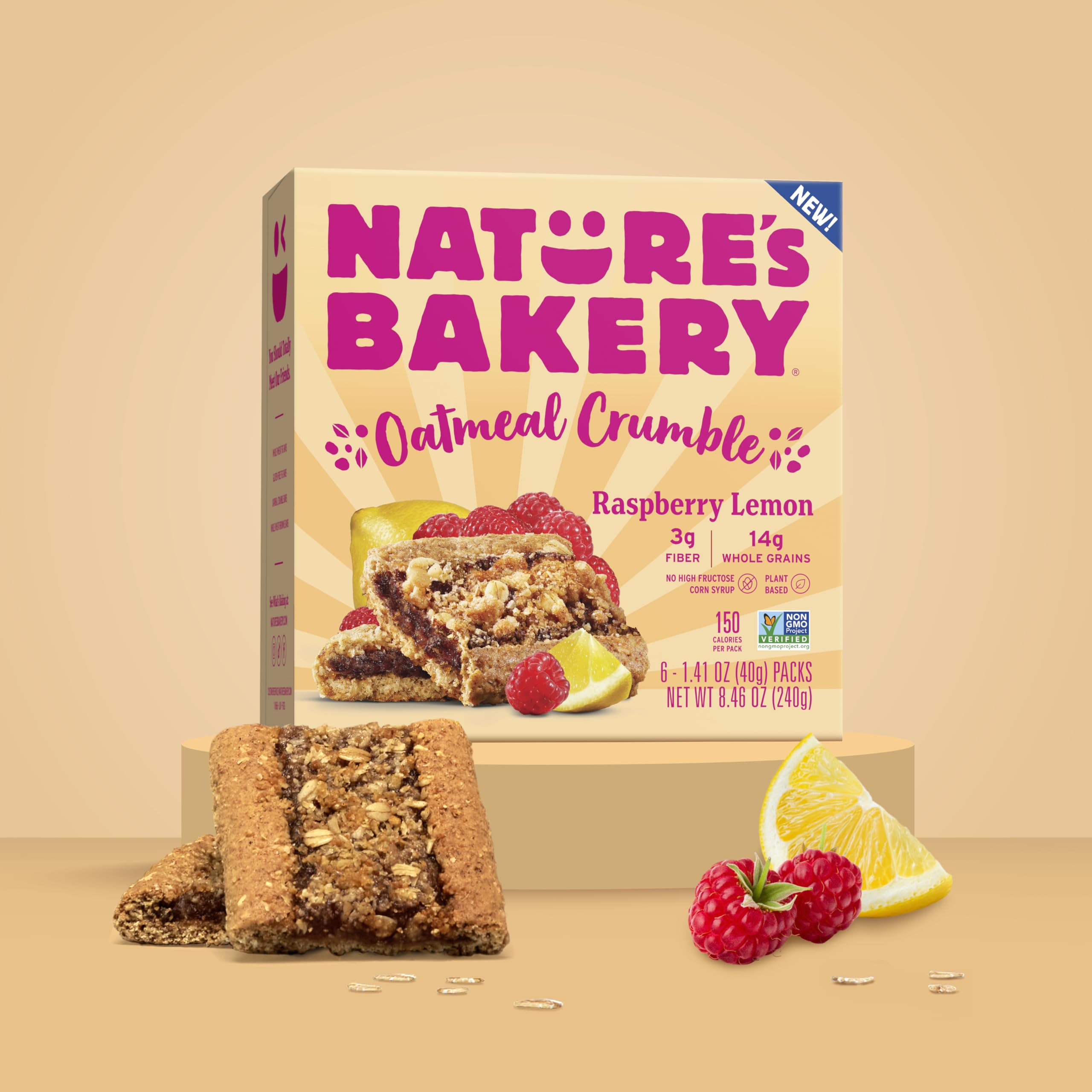 Nature's Bakery Raspberry Lemon Oatmeal Crumble Bars with coffee pairing suggestion
