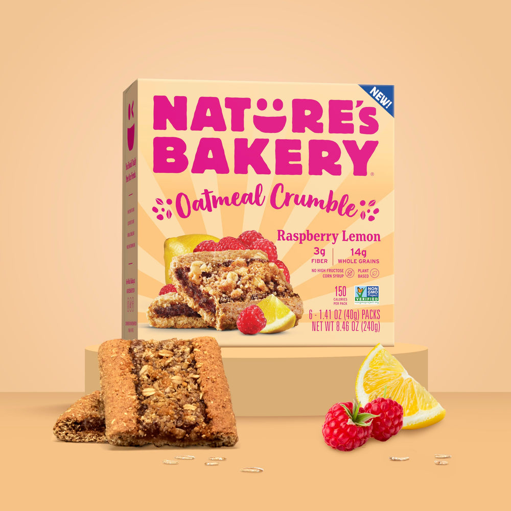 Nature's Bakery Raspberry Lemon Oatmeal Crumble Bars with coffee pairing suggestion