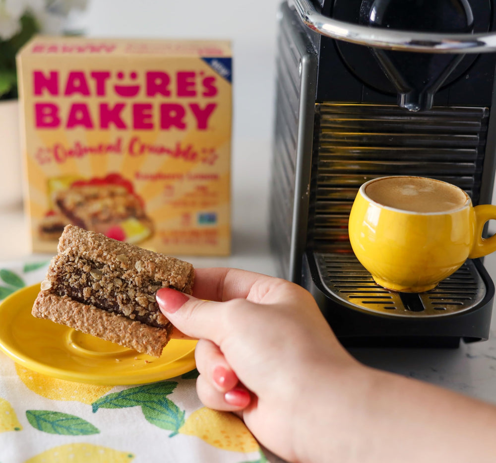 Nature's Bakery Raspberry Lemon Oatmeal Crumble Bars ingredients with oats and fruit