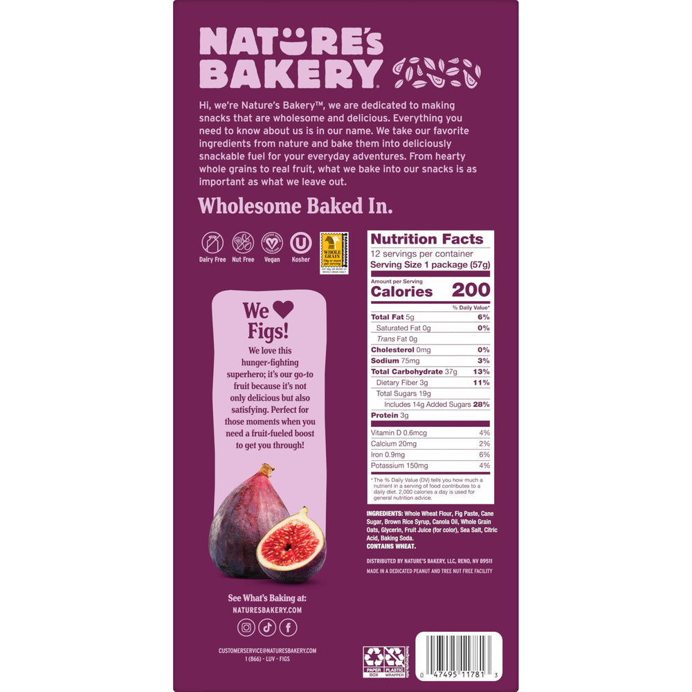 Nature's Bakery Original Fig Bars close-up showing real figs and chewy texture.