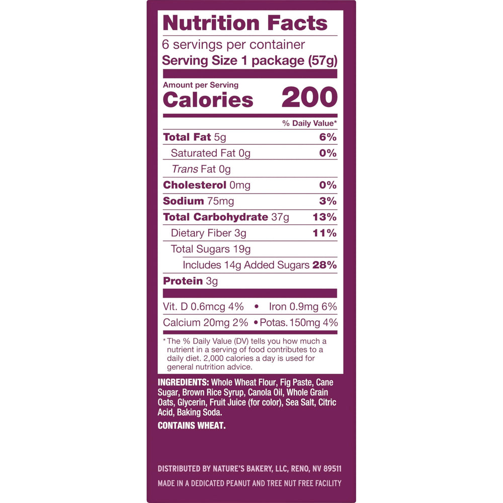 Nature's Bakery Original Fig Bars inside view with real fruit and soft texture.