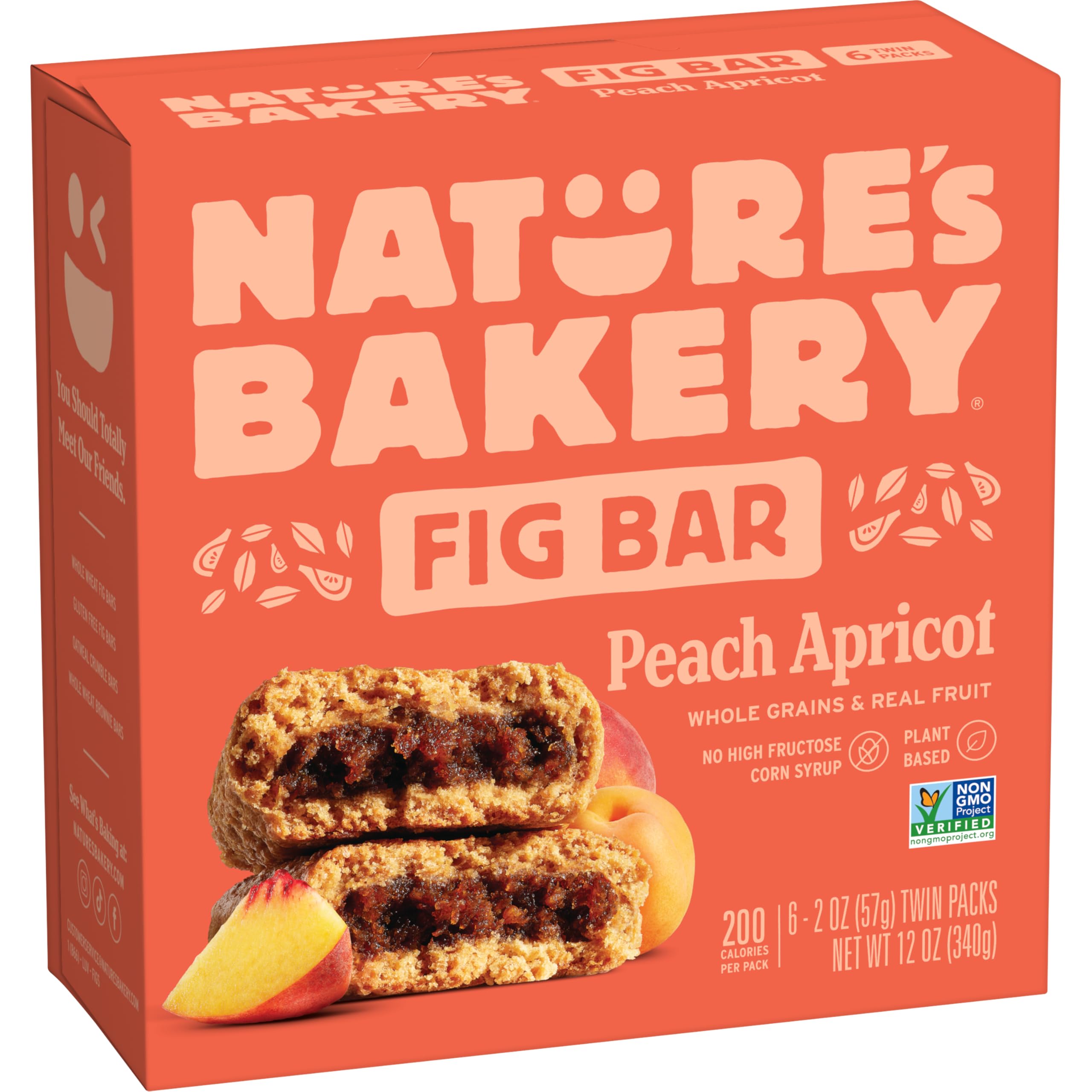 Nature's Bakery Peach Apricot Fig Bars packaging, grab-and-go snack