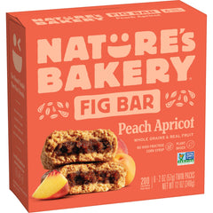 Nature's Bakery Peach Apricot Fig Bars packaging, grab-and-go snack