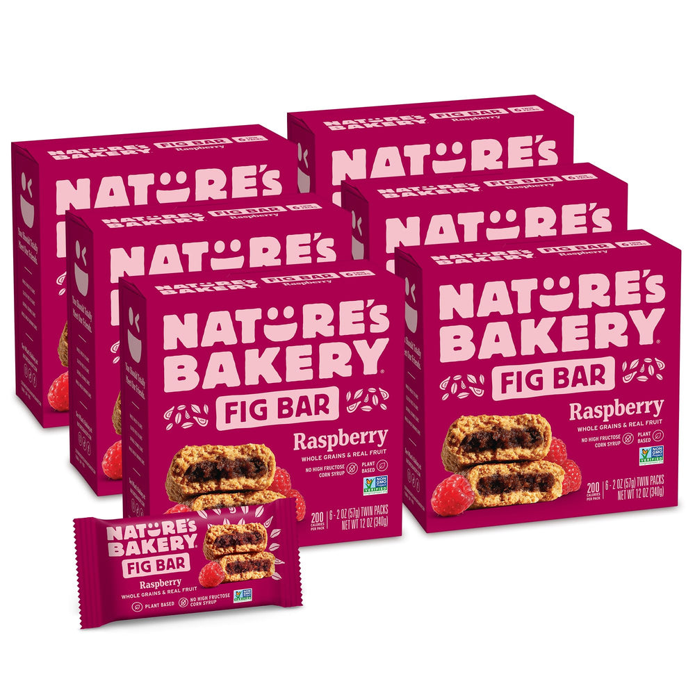 Nature's Bakery Raspberry Whole Wheat Fig Bars pack ready for on-the-go snacking