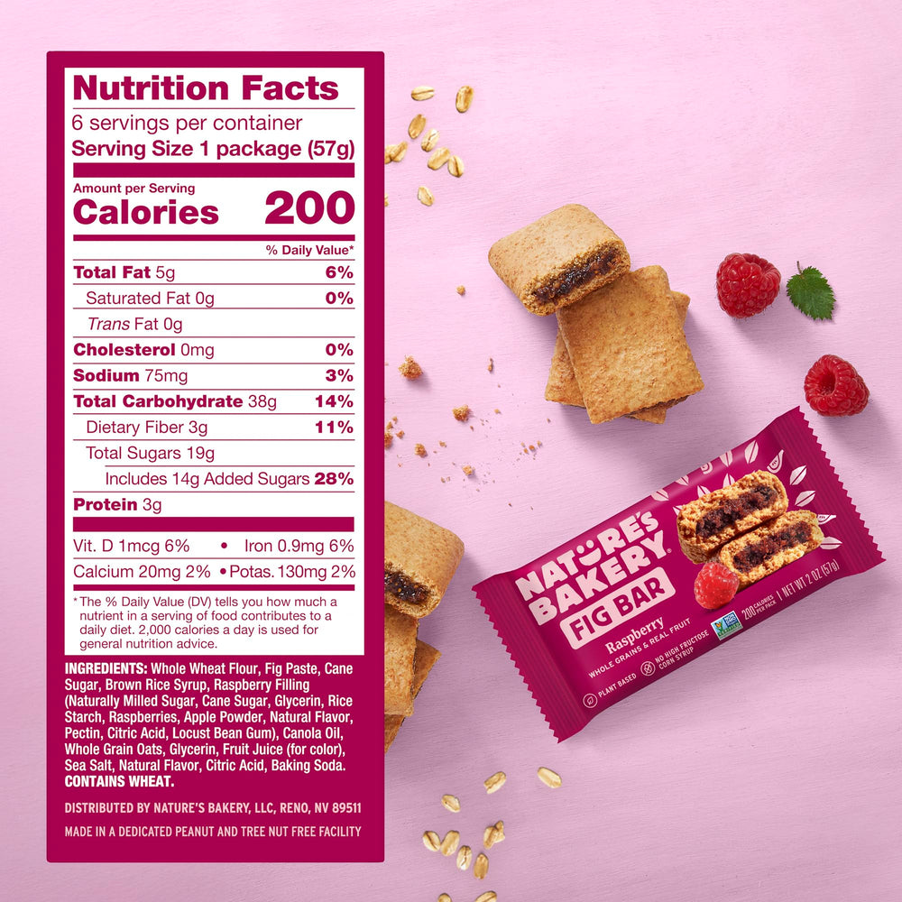 Soft-baked fig bars close-up highlighting real raspberries and figs
