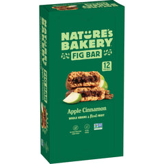 Nature's Bakery Whole Wheat Fig Bars Apple Cinnamon packaging highlight convenient snack on the go