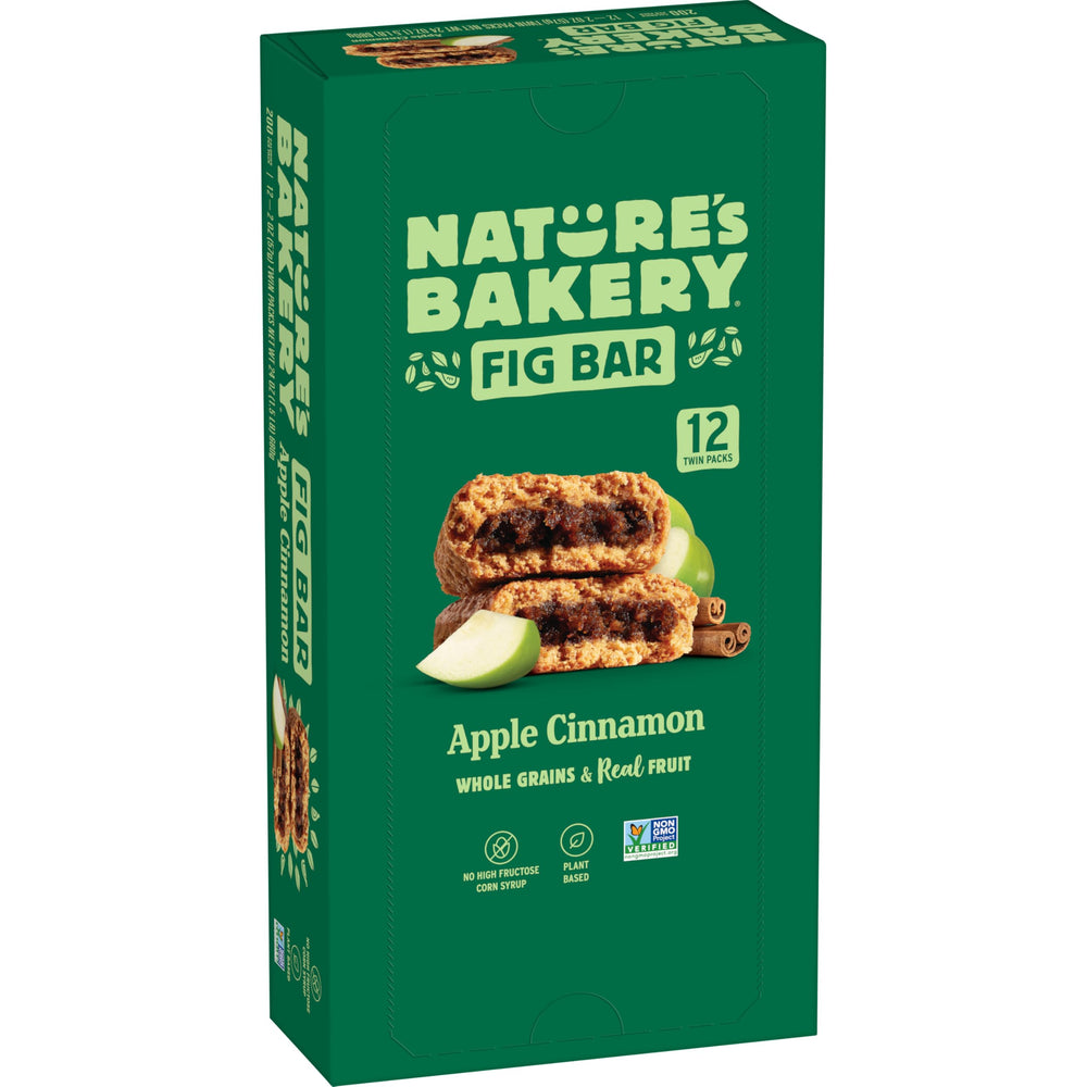 Nature's Bakery Whole Wheat Fig Bars Apple Cinnamon packshot, convenient wholesome snack