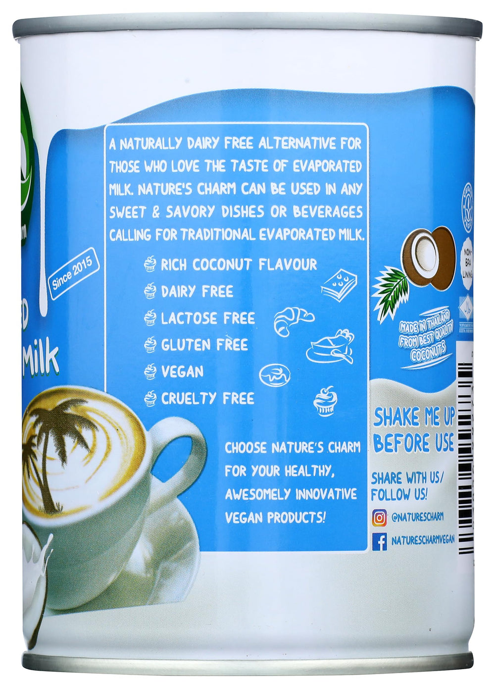 Nature's Charm evaporated coconut milk for vegan desserts and sauces