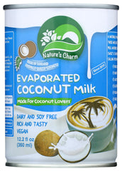 Nature's Charm evaporated coconut milk pour for rich dairy-free desserts