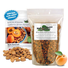 Nature's Choice apricot seeds California-grown raw and bitter for bold flavor