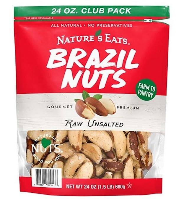 Nature's Eats Brazil Nuts 24oz club pack, convenient pantry snack.