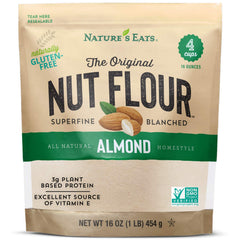 Nature's Eats Superfine Almond Flour bag for gluten-free baking and easy blending.