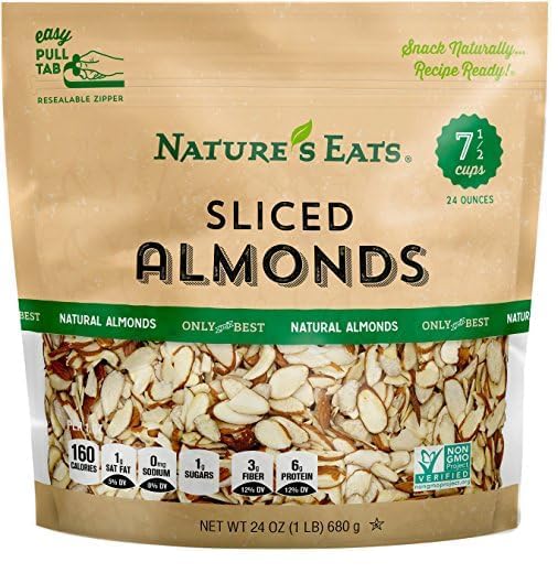 Nature's Eats thick-blanched sliced almonds in a bowl for easy snacking