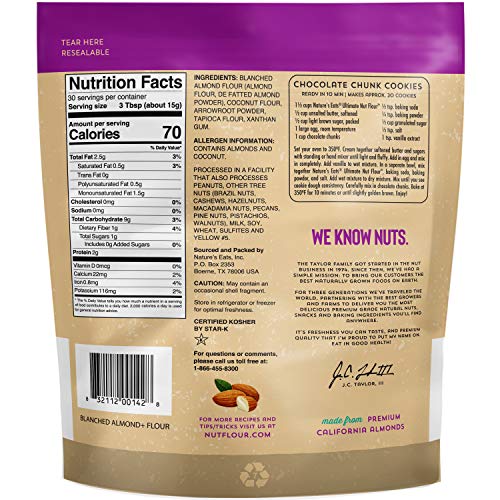 Nature's Eats Ultimate Nut Flour Almond baking image showing versatile, gluten-free recipes