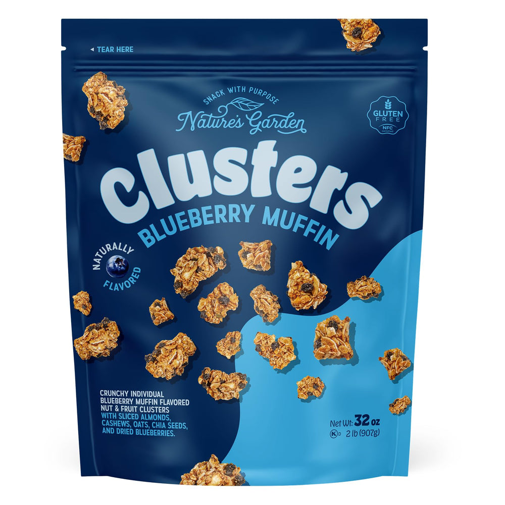 Nature's Garden Blueberry Muffin Clusters in a bag for on-the-go snacking