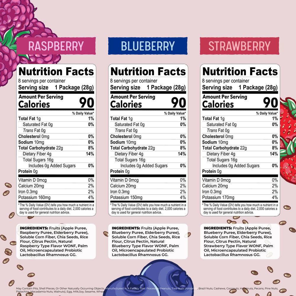 Nature's Garden Fruichias strawberry snack 1oz featuring real fruit pieces