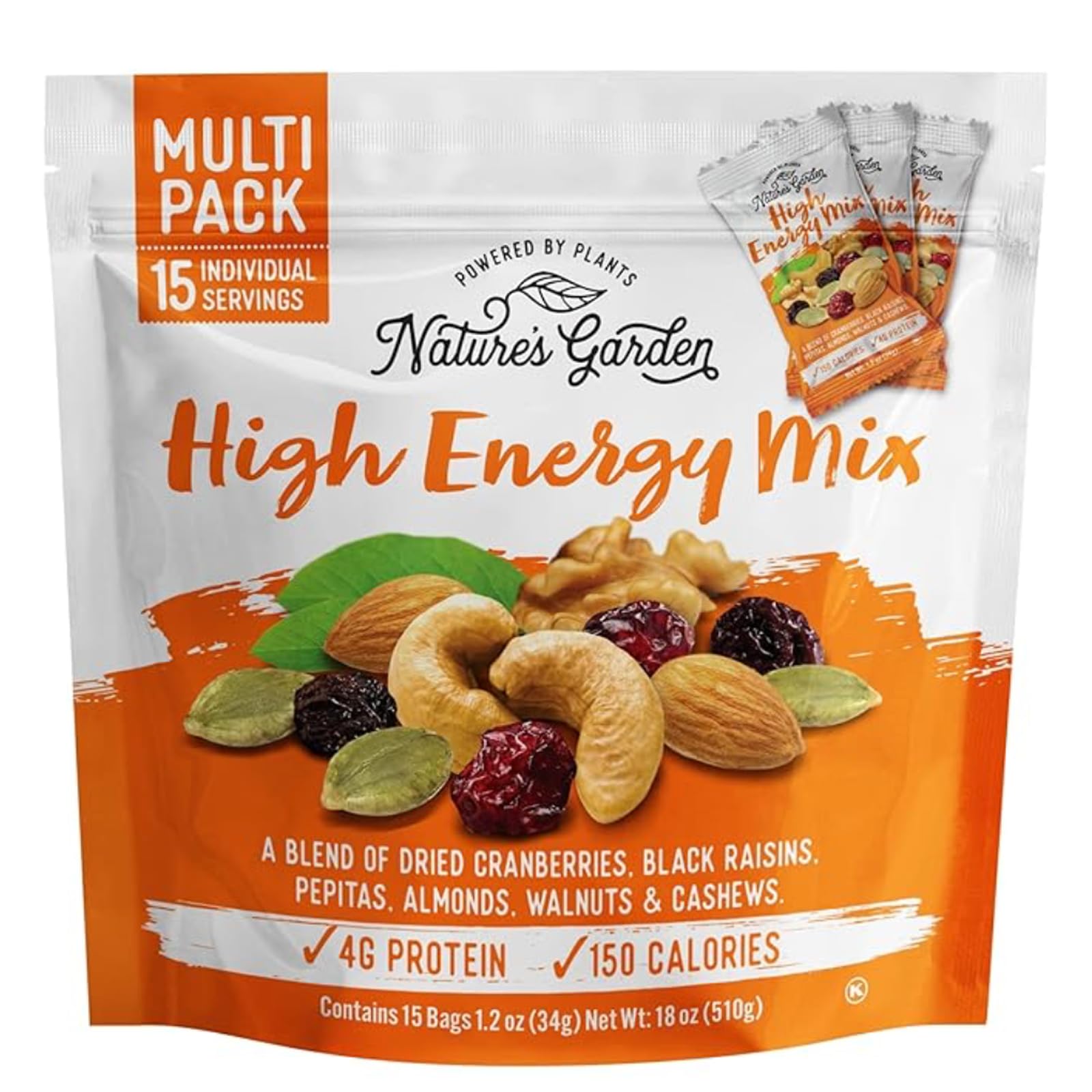 Nature's Garden High Energy Mix packaging for on-the-go fueling