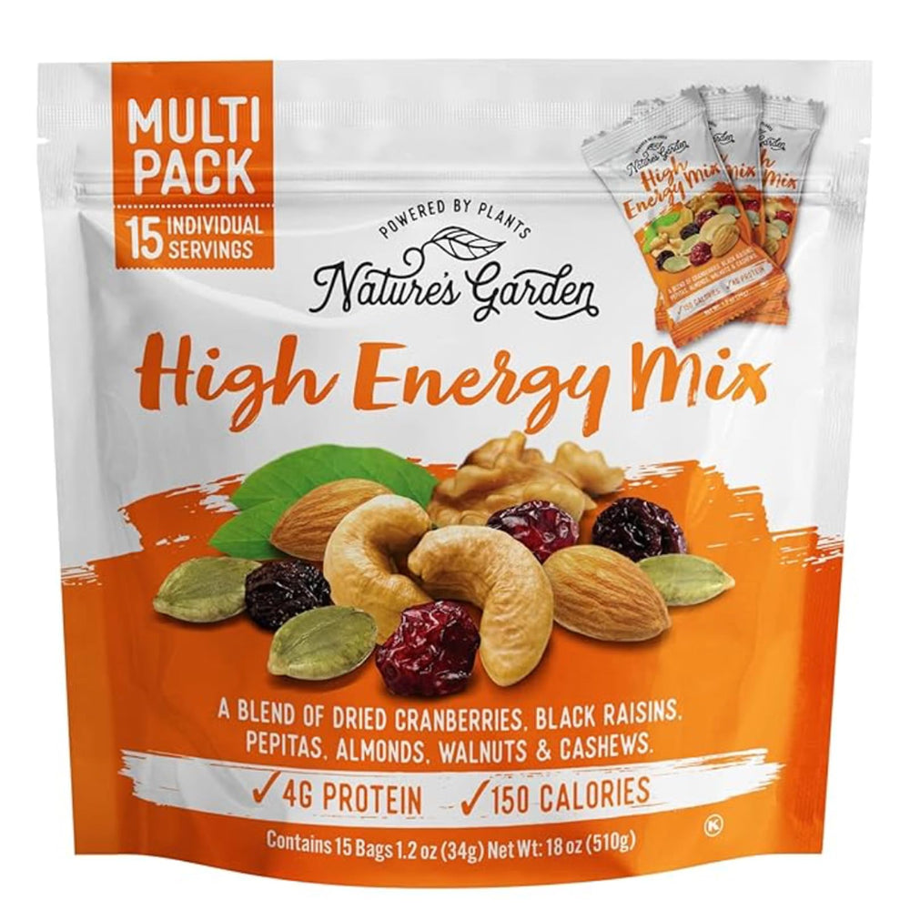 Nature's Garden High Energy Mix packaging for on-the-go fueling