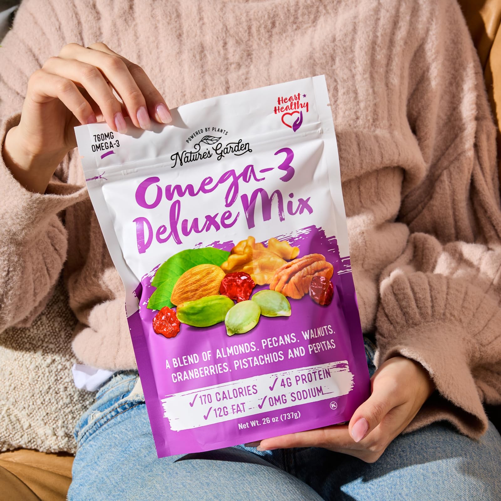 Nature's Garden Omega 3 Deluxe Mix serving bowl ready for quick energy between workouts