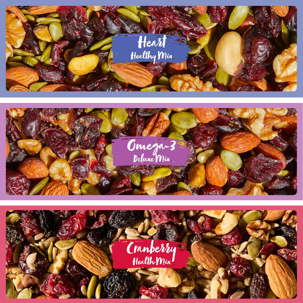 Nature's Garden premium nuts and seeds highlight quality and crunch.