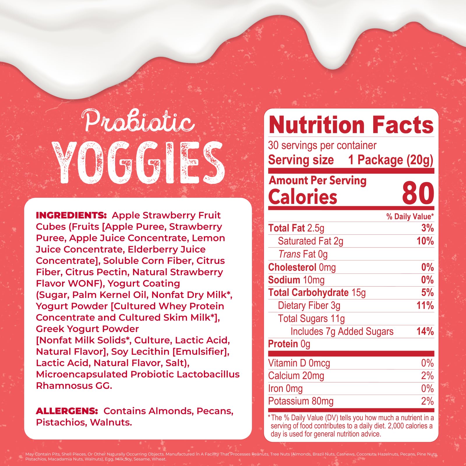 Nature's Garden Probiotic Strawberry Yoggies bites feature a creamy strawberry yogurt coating