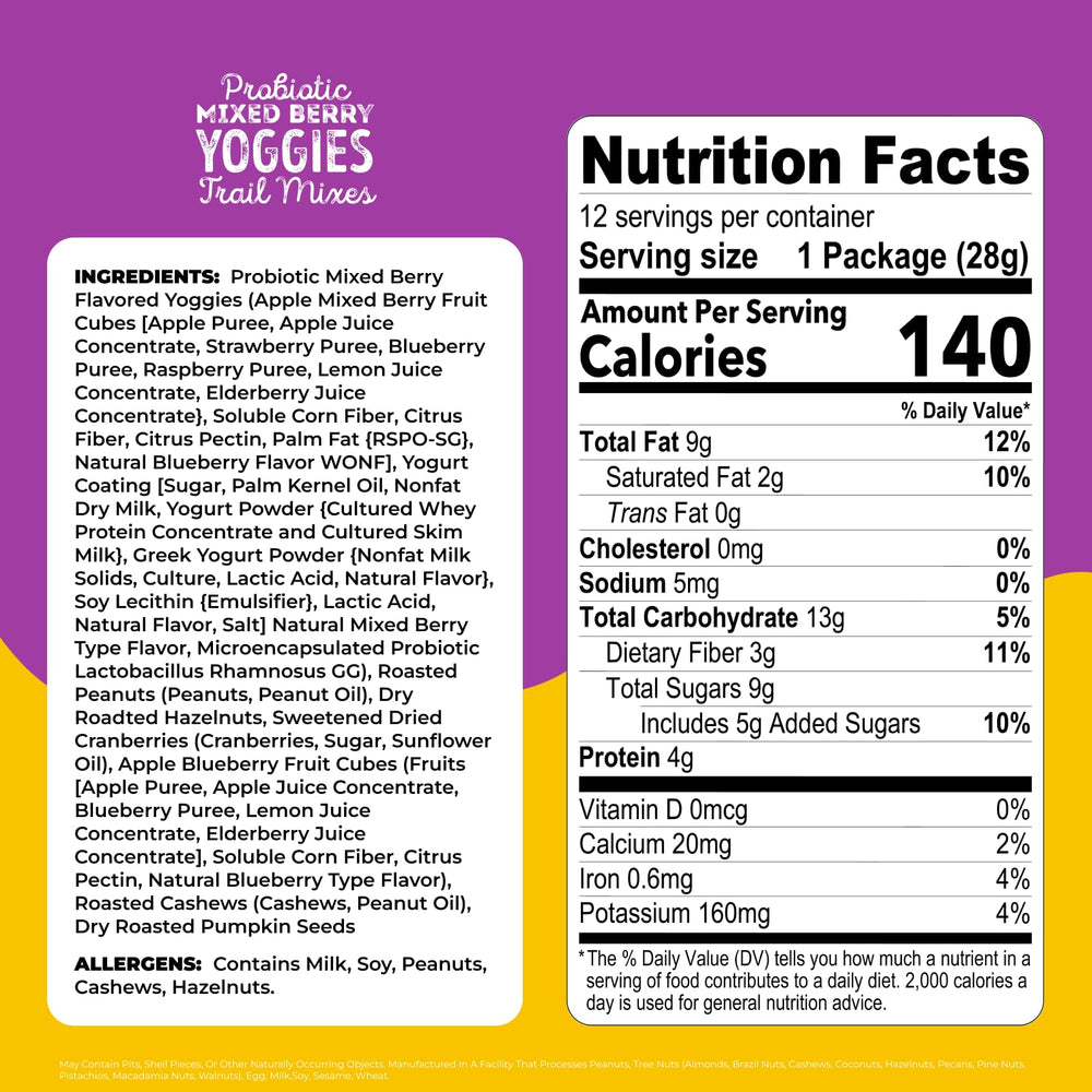 Nature's Garden Probiotic Yoggies resealable bulk bag preserves freshness for on-the-go snacking.