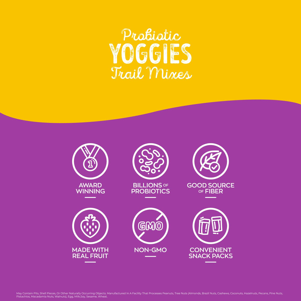 Close-up of Nature's Garden Probiotic Yoggies yogurt-coated fruit and nuts.