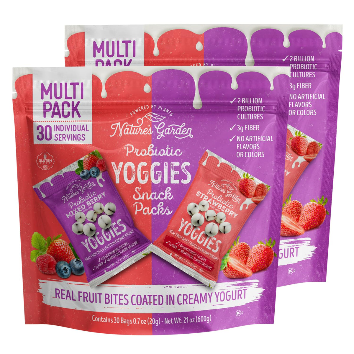 Nature's Garden Yoggies probiotic variety pack box for on-the-go snacking